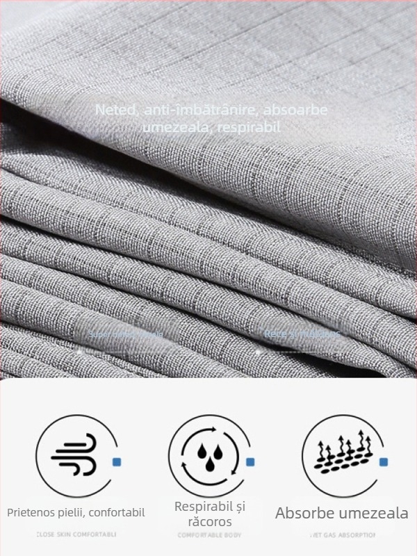 Pantaloni de vară pentru bărbați, croială dreaptă, detaliu buzunar, 35% conținut de in, stil business lejer, pentru bărbați în vârstă