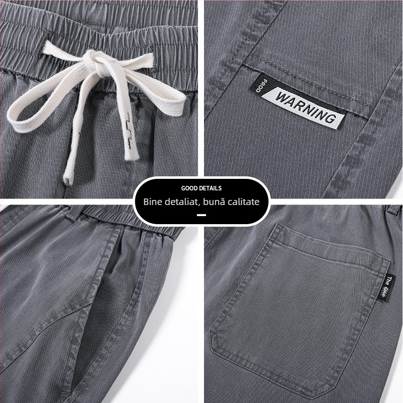 Pantaloni Lyocell pentru zi cu zi – croială dreaptă relaxată, picioare largi, talie medie, închidere cu șnur, țesătură răcoroasă