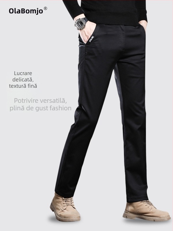 Pantaloni de muncă casual pentru bărbați, croială dreaptă, talie medie, cu curea, nasturi la față