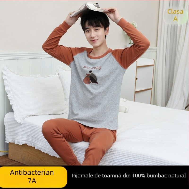 Set de lenjerie termică din bumbac pentru adolescenți (top + bottom) – 100% bumbac, respirabil, antibacterian, menține căldura, 500 g/set, subțire, vârsta 13–18 ani