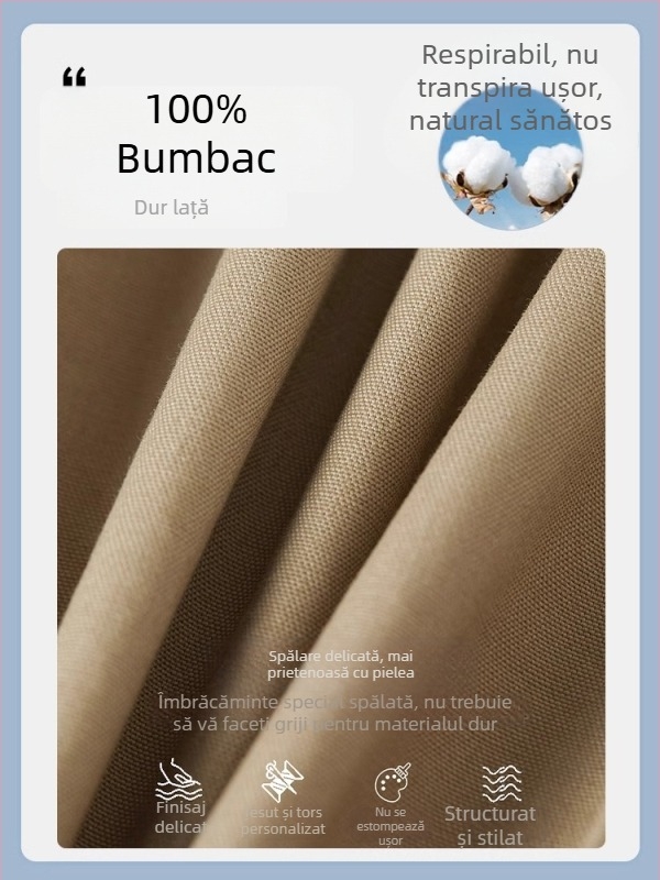 Pantaloni cargo pentru bărbați, croială relaxată, bumbac, închidere cu șiret, buzunare decorative, primăvară-toamnă