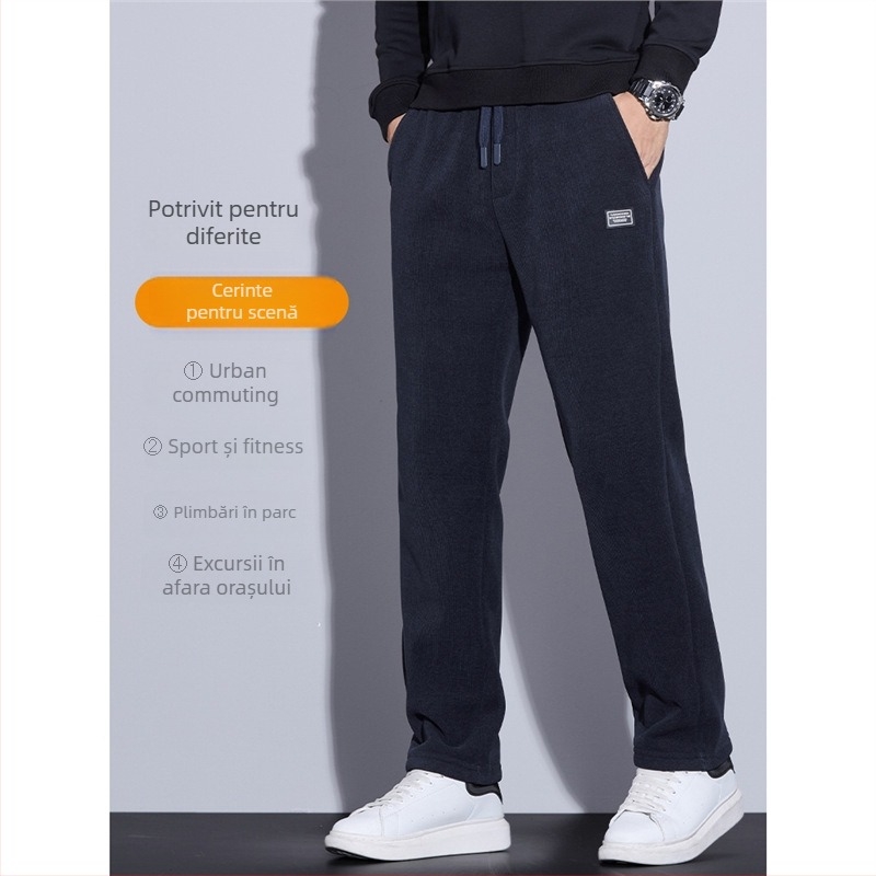 Pantaloni casual bărbați, stil coreean, drepti, talie înaltă, țesătură ușoară din bambus pentru primăvară
