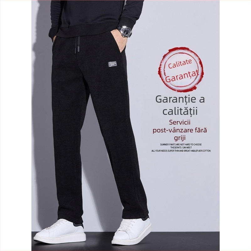 Pantaloni casual bărbați, stil coreean, drepti, talie înaltă, țesătură ușoară din bambus pentru primăvară