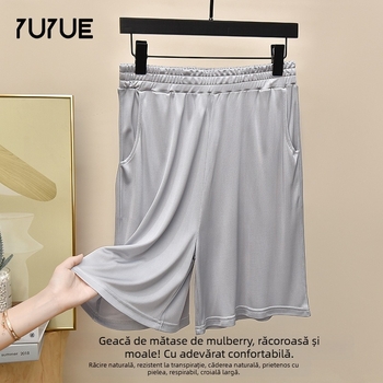 Pantaloni scurți de plajă din mătase pentru bărbați – mătase Mulberry, subțiri, tiv drept, pentru toate anotimpurile