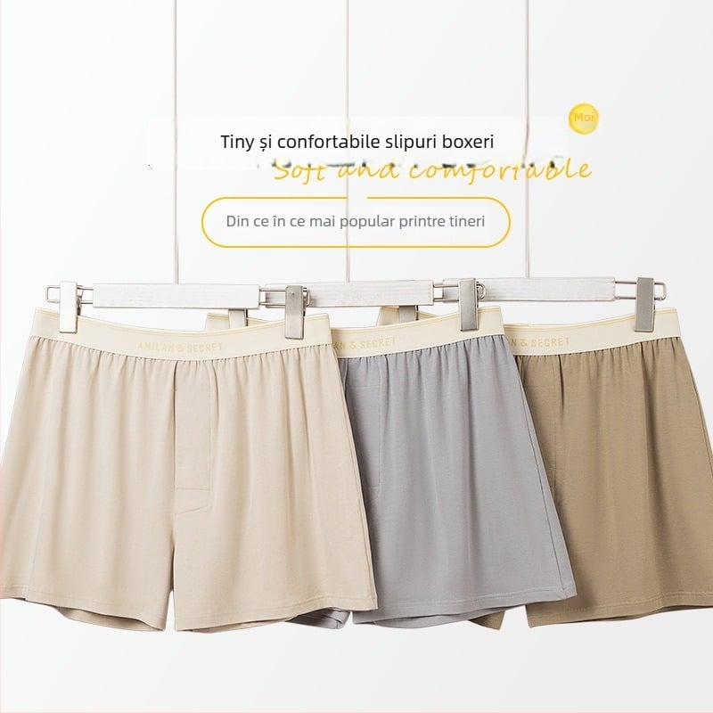 Pantaloni scurți de pijama din bumbac pentru bărbați, fără cusături, respirabili, uscare rapidă, talie medie