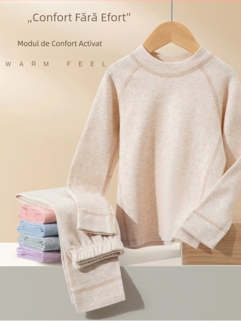 Set termic pentru copii, din două piese, unisex, 95,8% bumbac, 4,2% spandex, finisaj moale, potrivit pentru iarnă, primăvară și toamnă