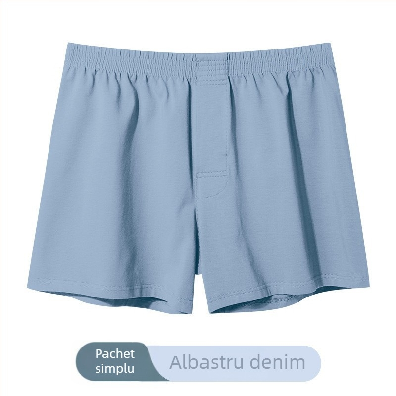 Boxeri de bumbac pentru bărbați, croială lejeră, talie medie, țesătură tricot, 90–95% bumbac.