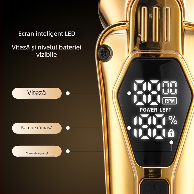 Mașină electrică de tuns păr, set 5-în-1, reîncărcabilă, lame din oțel inoxidabil (baterie încorporată 500–800 mAh, autonomie 1–3 h, zgomot 46–70 dB)