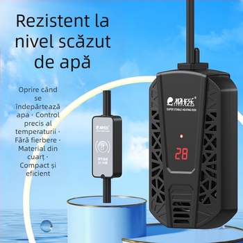 Șină de încălzire pentru țestoase cu control automat al temperaturii, protecție împotriva supraincălzirii, protecție împotriva uscării, destinată acvariilor mici