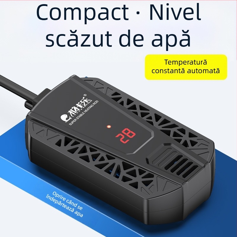 Șină de încălzire pentru țestoase cu control automat al temperaturii, protecție împotriva supraincălzirii, protecție împotriva uscării, destinată acvariilor mici