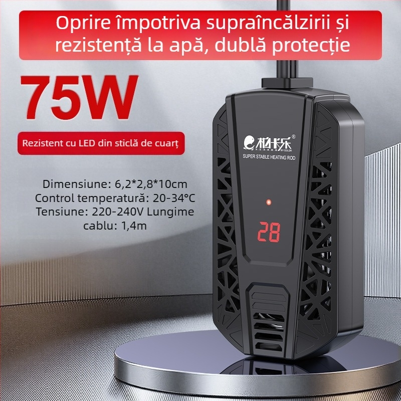 Șină de încălzire pentru țestoase cu control automat al temperaturii, protecție împotriva supraincălzirii, protecție împotriva uscării, destinată acvariilor mici