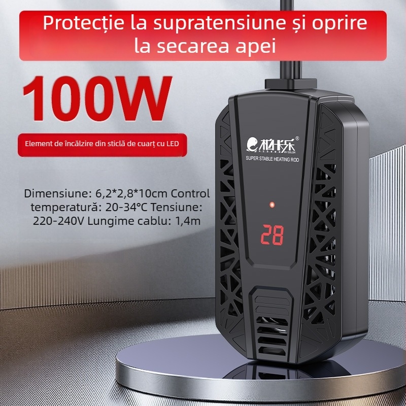 Șină de încălzire pentru țestoase cu control automat al temperaturii, protecție împotriva supraincălzirii, protecție împotriva uscării, destinată acvariilor mici