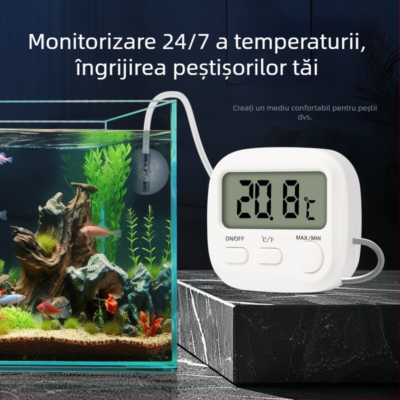 Termometru pentru acvariu, precizie înaltă, afișaj mare și cârlig