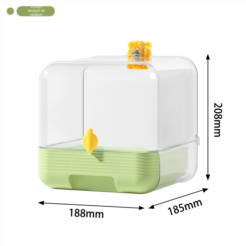 Vas de baie pentru păsări, cu design anti-evadare, set accesorii, material PET+ABS, potrivit pentru papagali și păsări mici