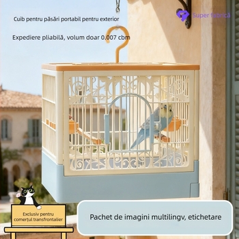 Cușcă pentru papagali cu spațiu panoramic mare, din plastic respirabil