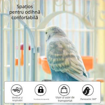 Cușcă pentru papagali cu spațiu panoramic mare, din plastic respirabil