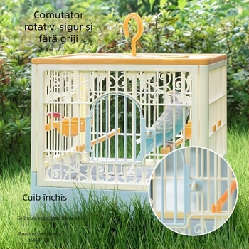 Cușcă pentru papagali cu spațiu panoramic mare, din plastic respirabil
