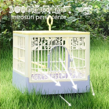 Cușcă pentru papagali cu spațiu panoramic mare, din plastic respirabil