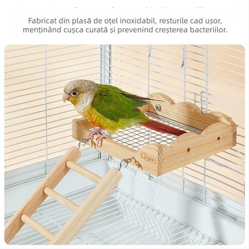 Platformă de odihnă pentru papagal și scară de cățărare - Jucărie din lemn pentru păsări Yee