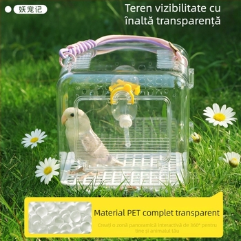 Cușcă de papagal pentru exterior, portabilă, ventilată și transparentă, din plastic