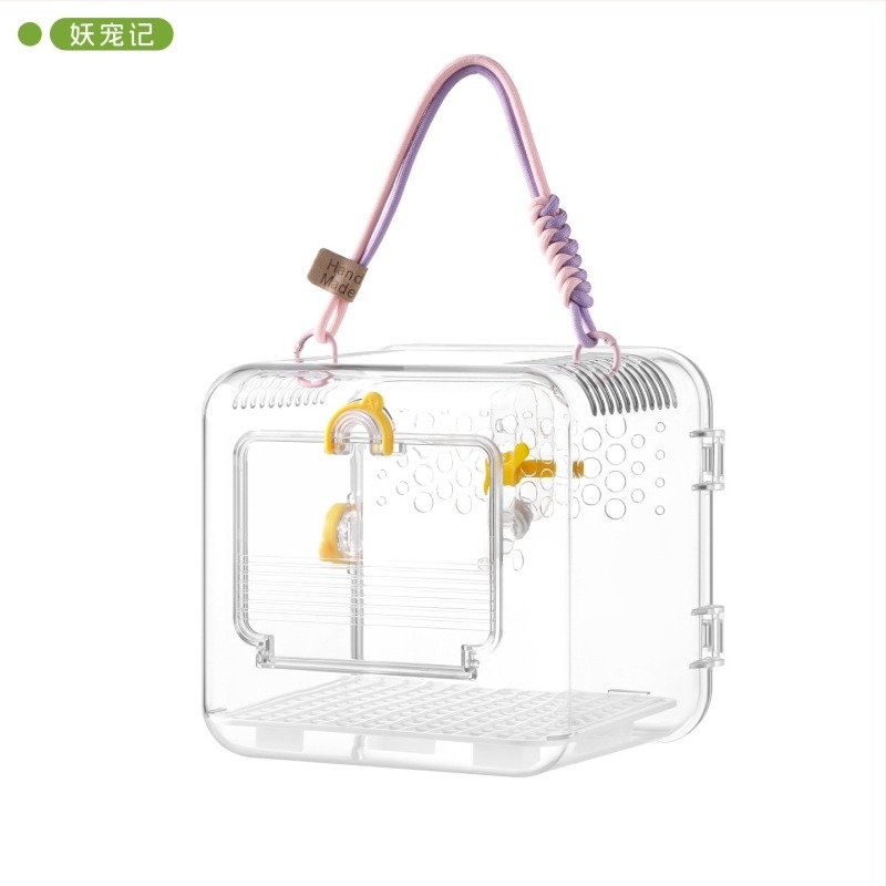 Cușcă de papagal pentru exterior, portabilă, ventilată și transparentă, din plastic
