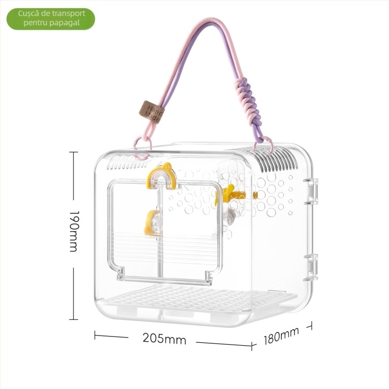 Cușcă de papagal pentru exterior, portabilă, ventilată și transparentă, din plastic