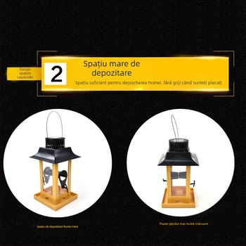 PETALENT alimentator de păsări din plastic, solar, pentru balcon exterior
