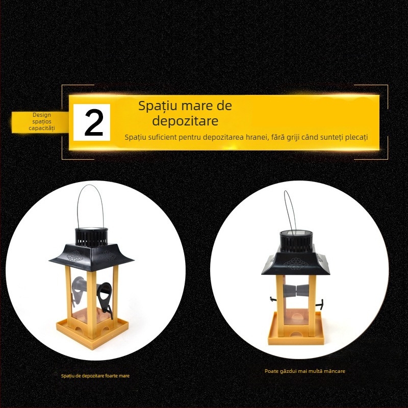 PETALENT alimentator de păsări din plastic, solar, pentru balcon exterior