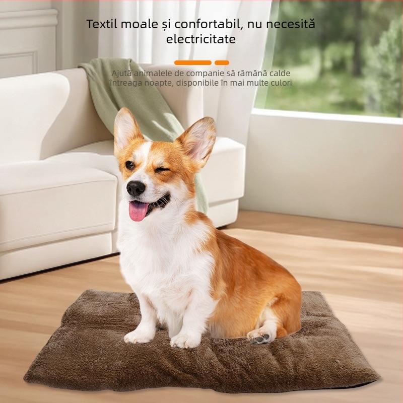 Lexuan Covoraș încălzitor pentru animale de companie cu suprafață din catifea Arctic, fibre de încălzire, strat de folie de aluminiu, bumbac termoizolant moale, țesătură antiderapantă – pentru câini