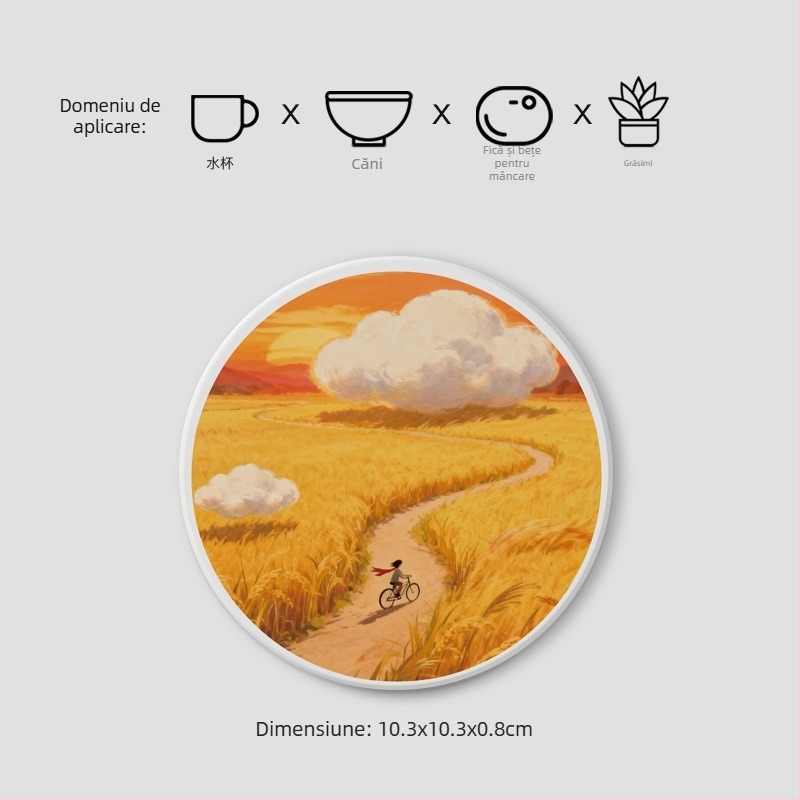 Suporturi pentru pahare din diatomită, cu peisaj, rotunde, absorbante, uscare rapidă, cu logo personalizat