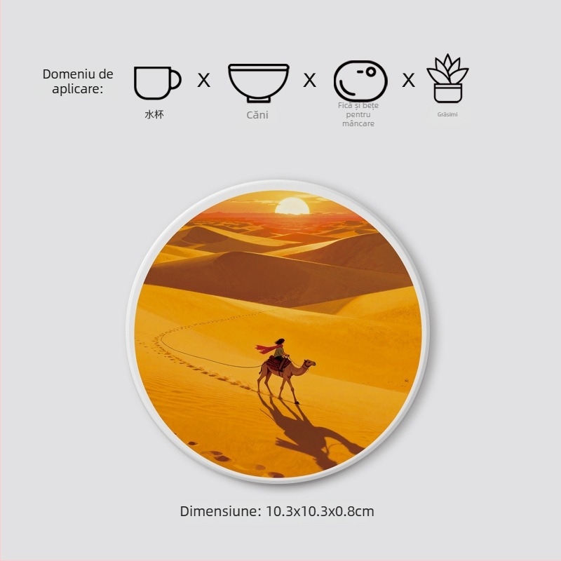 Suporturi pentru pahare din diatomită, cu peisaj, rotunde, absorbante, uscare rapidă, cu logo personalizat