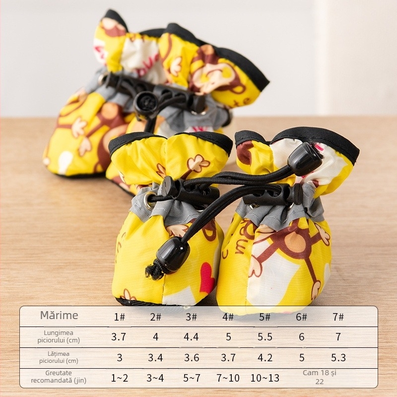 Pantofi pentru câini cu talpă moale, țesătură respirabilă, imprimă cu maimuță, antiderapant