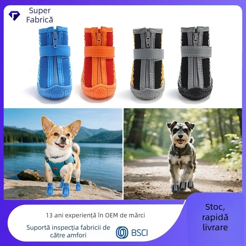 Pantofi pentru câini mici - Material textil, impermeabili, antialunecare, rezistenți la uzură