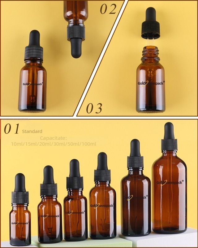 Sticlă cosmetică din sticlă personalizabilă cu pipetă antifurt, gât 18/410, imprimare și electroplating, pentru ambalare de frumusețe