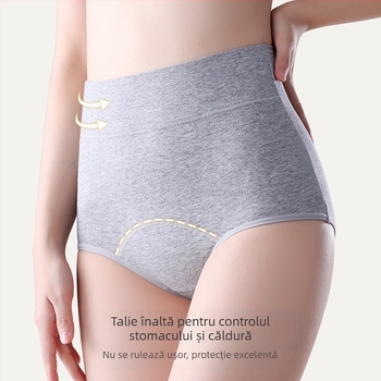 Lenjerie intimă pentru perioadă pentru femei, talie înaltă, respirabilă, antibacteriană, uscare rapidă; țesătură principală 92,6% bumbac, căptușeală în zona inghinală 100% bumbac
