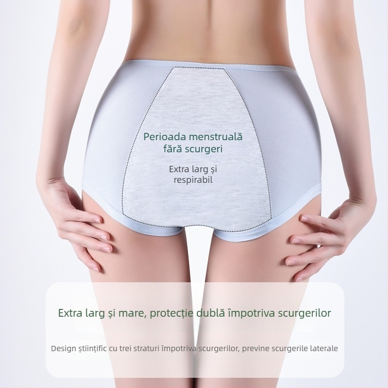 Lenjerie menstruală din modal, protecție împotriva scurgerilor, talie medie, respirantă, absorbantă, prietenoasă cu pielea; căptușeală în zona inghinală din bumbac 92%, material principal modal (fibra de celuloză regenerată 90%)