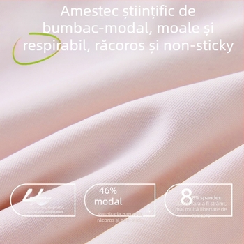 Pantaloni menstrual din modal pentru adolescente, talie medie, căptușeală la zona croților 72% fibră regenerată de celuloză, funcție fiziologică, imprimeu desene animate