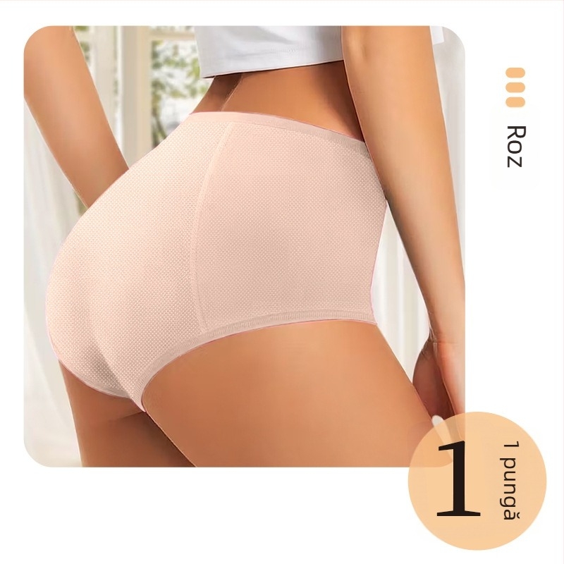 Lenjerie menstruală pentru femei, tricotată, poliester (82%), talie medie, respirabilă, anti-scurgere, fără cusături, căptușeală de bumbac.