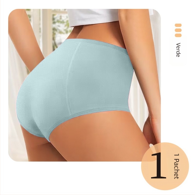 Lenjerie menstruală pentru femei, tricotată, poliester (82%), talie medie, respirabilă, anti-scurgere, fără cusături, căptușeală de bumbac.