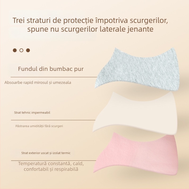 Chiloți de menstruație pentru femei, talie medie-înaltă, material principal nailon, căptușeală de crotch din bumbac, protecție împotriva scurgerilor în față și în spate