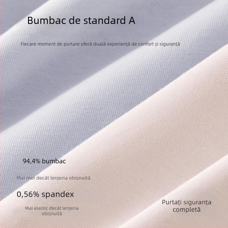 Lenjerie intimă menstruală pentru femei din bumbac, căptușeală de bumbac, antibacteriană, fără strângere, talie medie extinsă, protecție împotriva scurgerilor