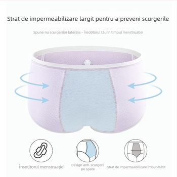 Chiloți menstruali pentru femei, antibacteriali și anti-scurgere, material Modal 46%, căptușeală în zona inghinală 75% bumbac, fără cusături