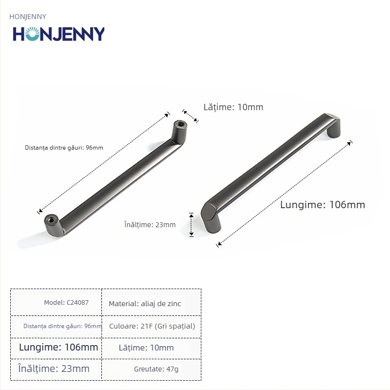 Mâner de ușă pentru dulap, modern minimalist, formă arcuită, aliaj de zinc, montaj pe suprafață, pentru garderobă