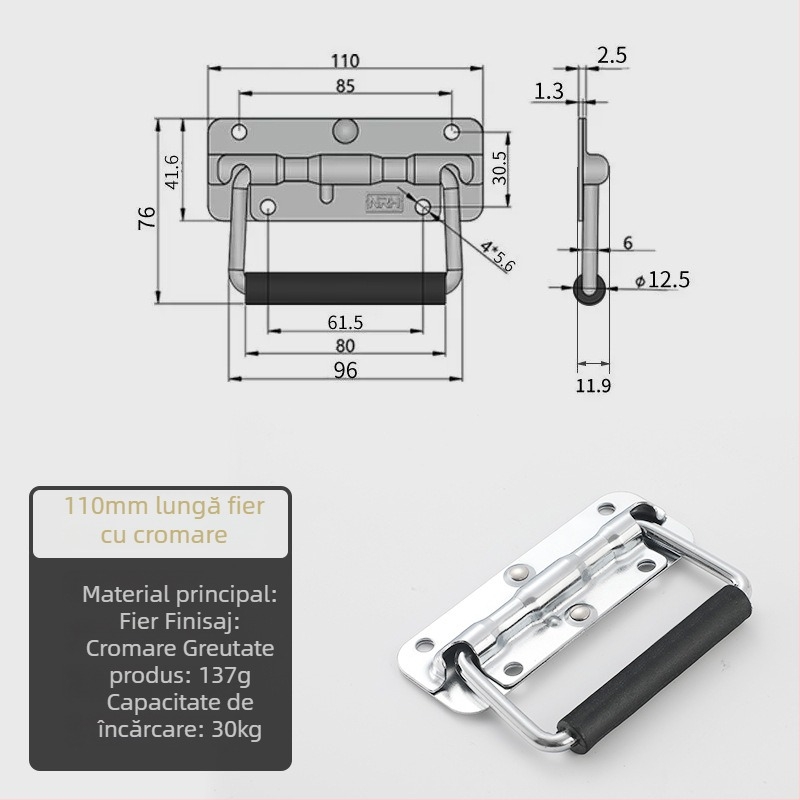 Beronsel Mâner de cutie din oțel inoxidabil 304, pliabil, cromat