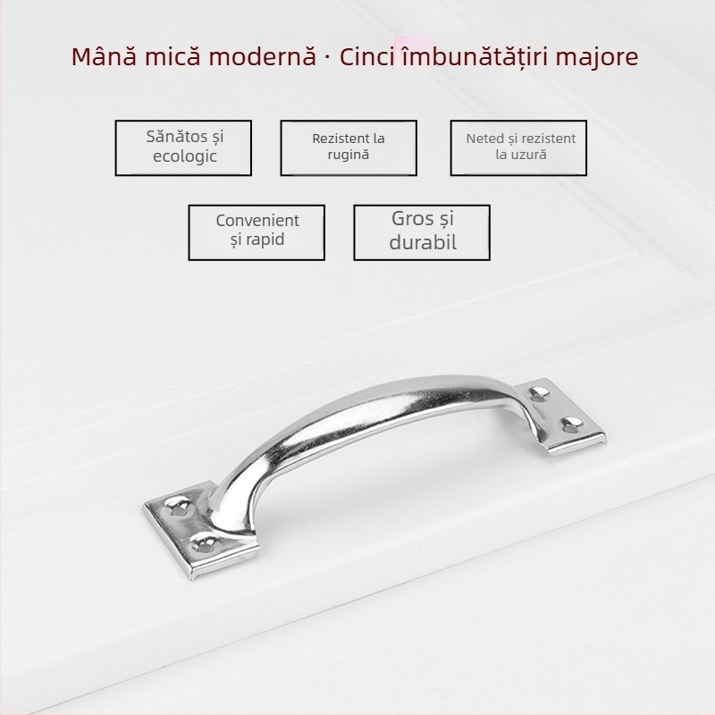 Mâner de ușă arcuit din oțel inoxidabil, model PH-0003, brand Flat Ring, stil modern minimalist.