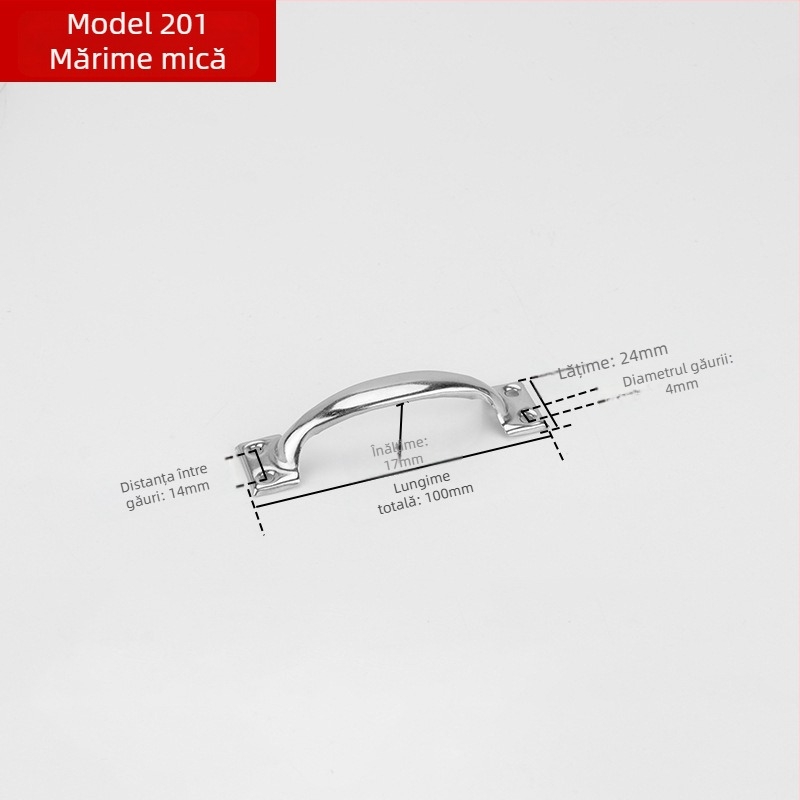 Mâner de ușă arcuit din oțel inoxidabil, model PH-0003, brand Flat Ring, stil modern minimalist.