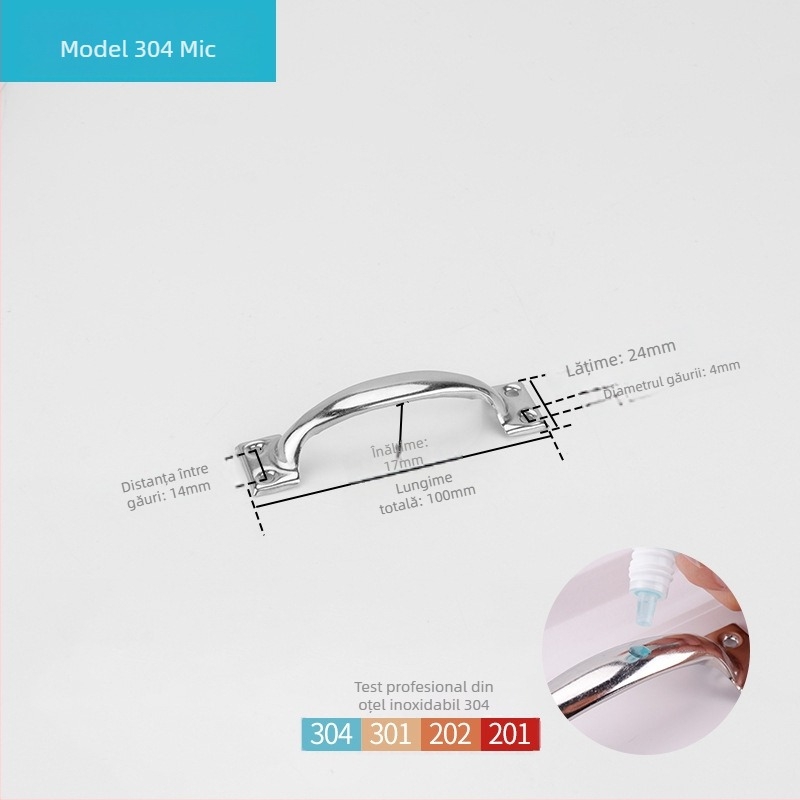 Mâner de ușă arcuit din oțel inoxidabil, model PH-0003, brand Flat Ring, stil modern minimalist.