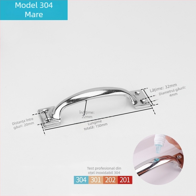 Mâner de ușă arcuit din oțel inoxidabil, model PH-0003, brand Flat Ring, stil modern minimalist.