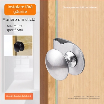 Mâner pentru ușă de dulap din sticlă, oțel inoxidabil, finisaj negru satinat, stil modern minimalist