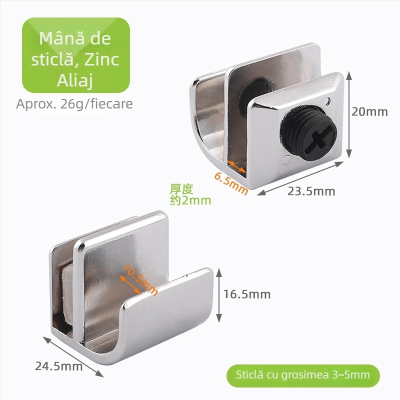 Mâner pentru ușă de dulap din sticlă, oțel inoxidabil, finisaj negru satinat, stil modern minimalist